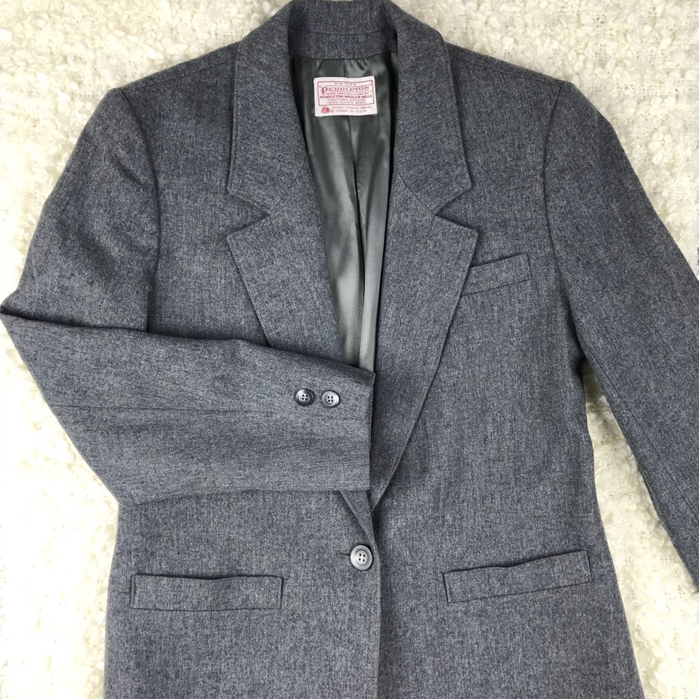 Pendleton Petite Gray Classic Wool Blazer - image 4